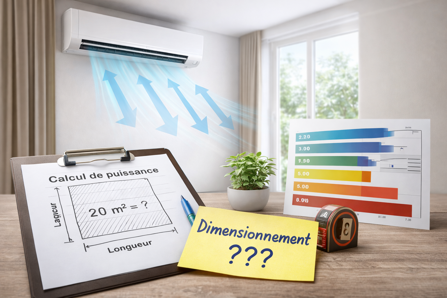 Dimensionnement airco : quelle puissance pour X m² (tableau + méthode)
