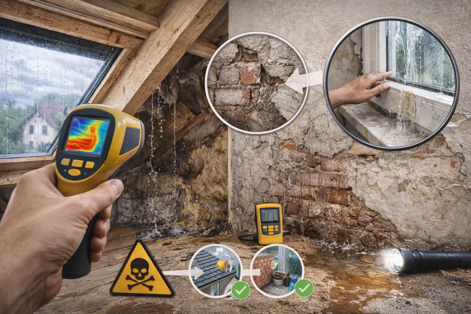 Infiltrations d’eau : toiture, façade, cave — diagnostic et solutions